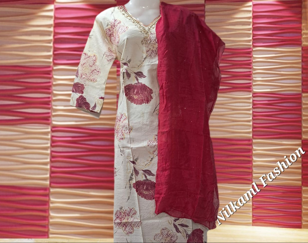 Vatican Silk Cream Floral Print