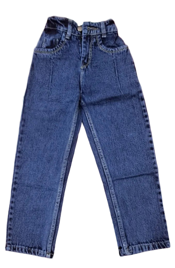 Kids’ Classic Blue Denim Jeans with Side Zip Detailing