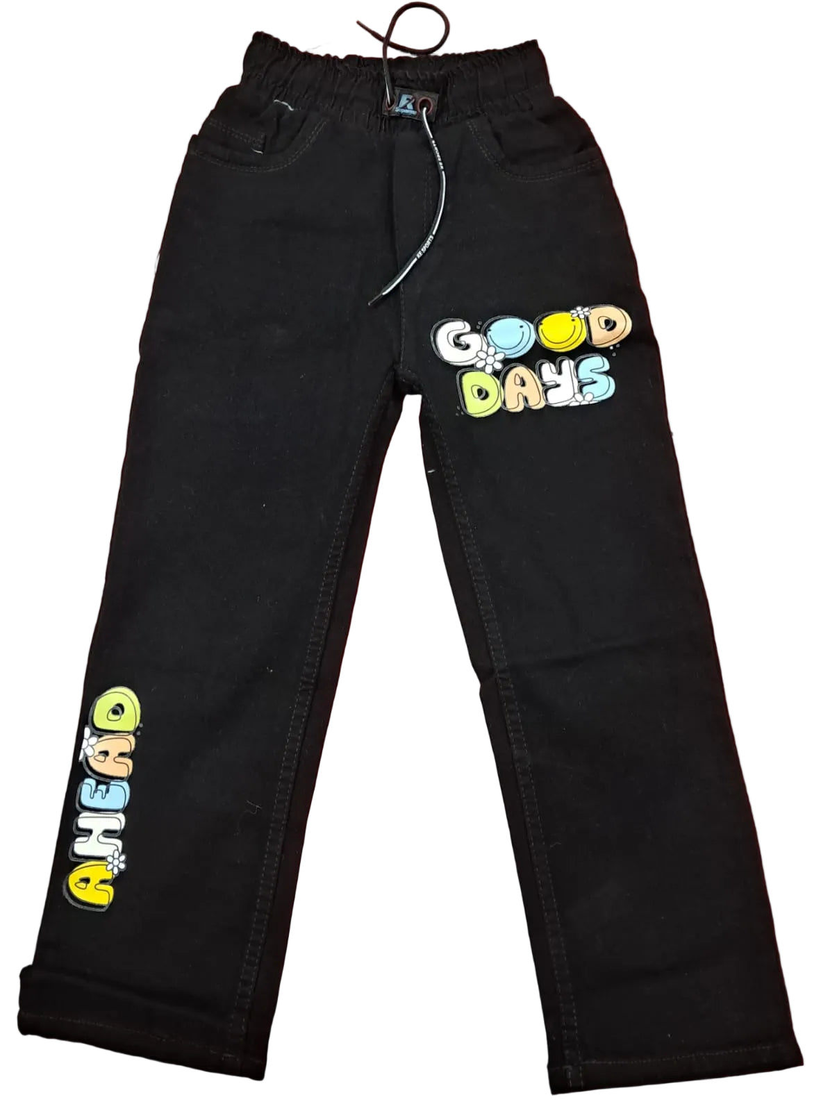 Black Kids Printed Jogger Pants