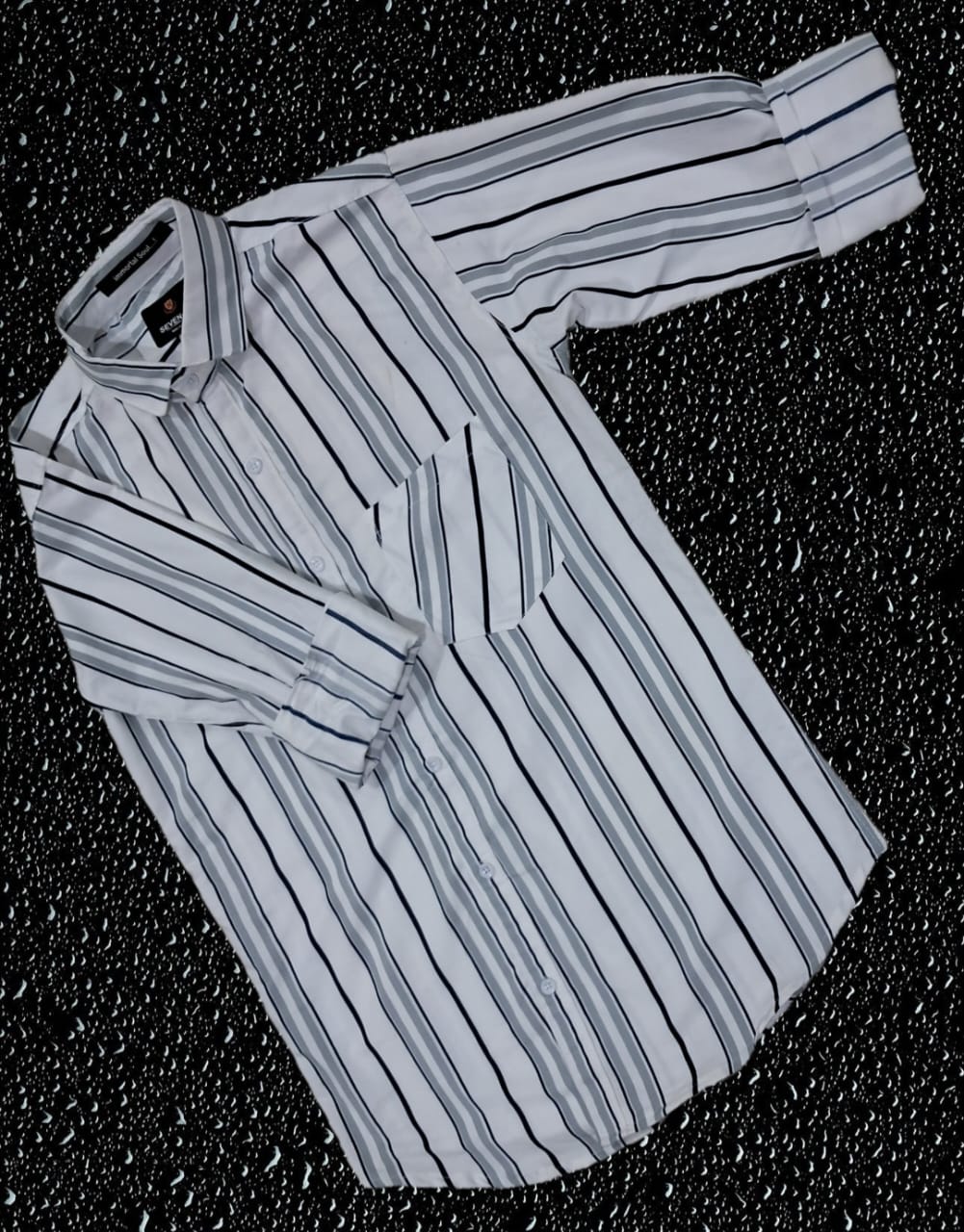 Classic White & Grey Striped Casual Shirt