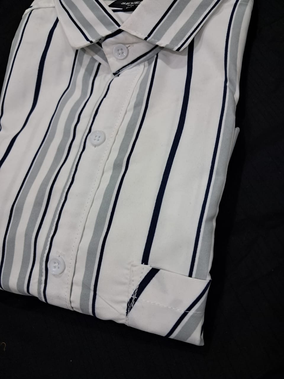 Classic White & Grey Striped Casual Shirt