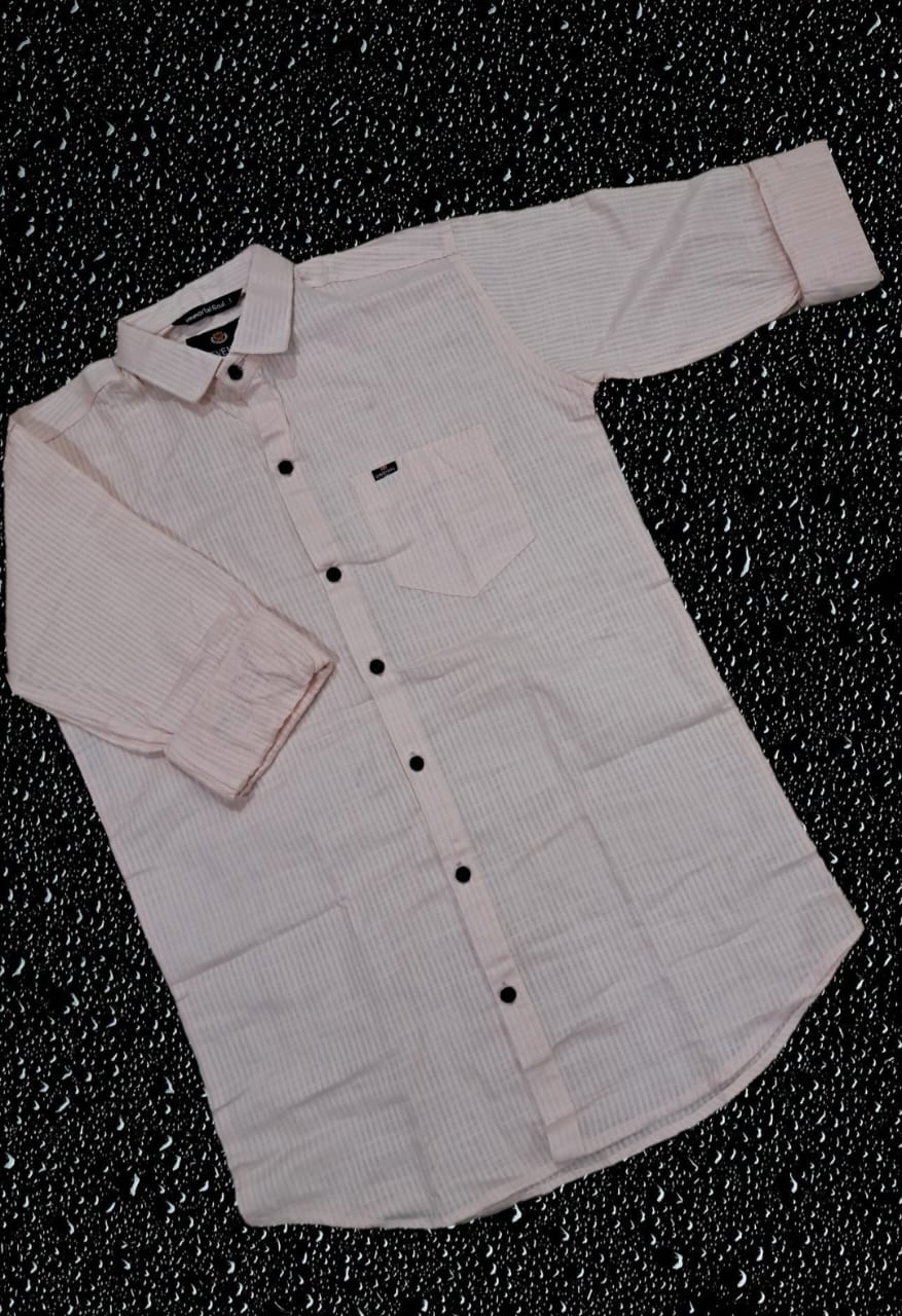 Soft Peach Textured Casual Shirt